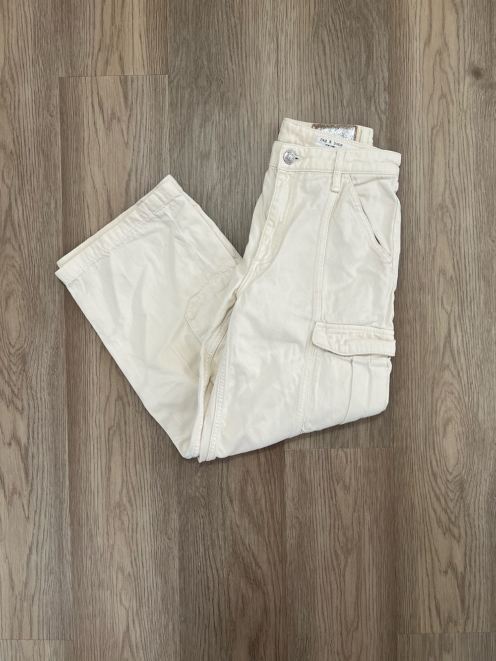 Rag & Bone Utility Wide Leg Cargo Pants in Ecru Size 25